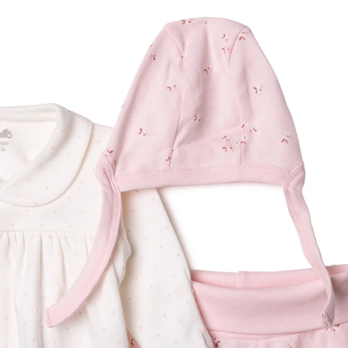 Bebetto Girls 5-Piece Newborn Hospital Set Buttoned Flower Garden Crew Neck Full Length Long Sleeve - Pink - Image 5