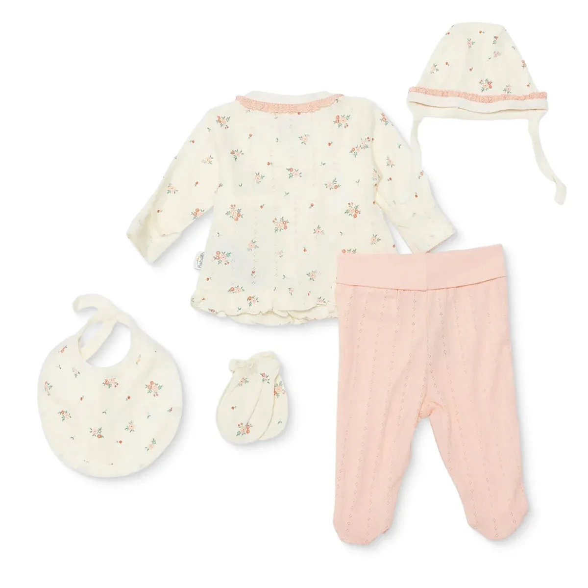 Bebetto Girls 100% Cotton 5-Piece Hospital Pack Envelope Neck - Pink - Image 2