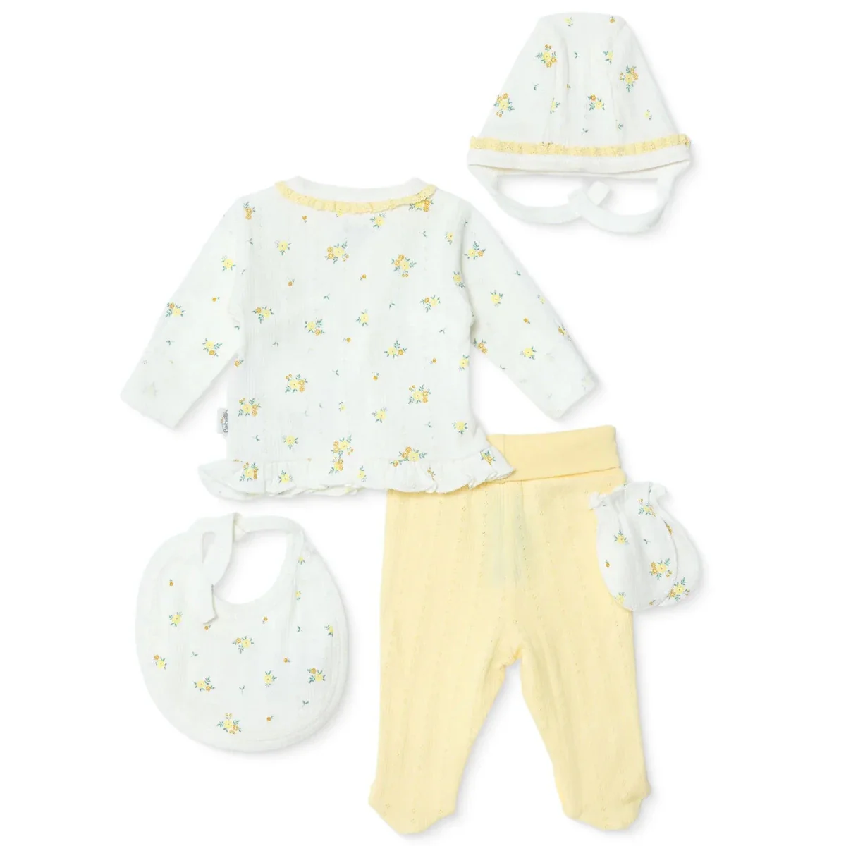 Bebetto Girls 100% Cotton 5-Piece Hospital Pack Envelope Neck - Yellow - Image 2