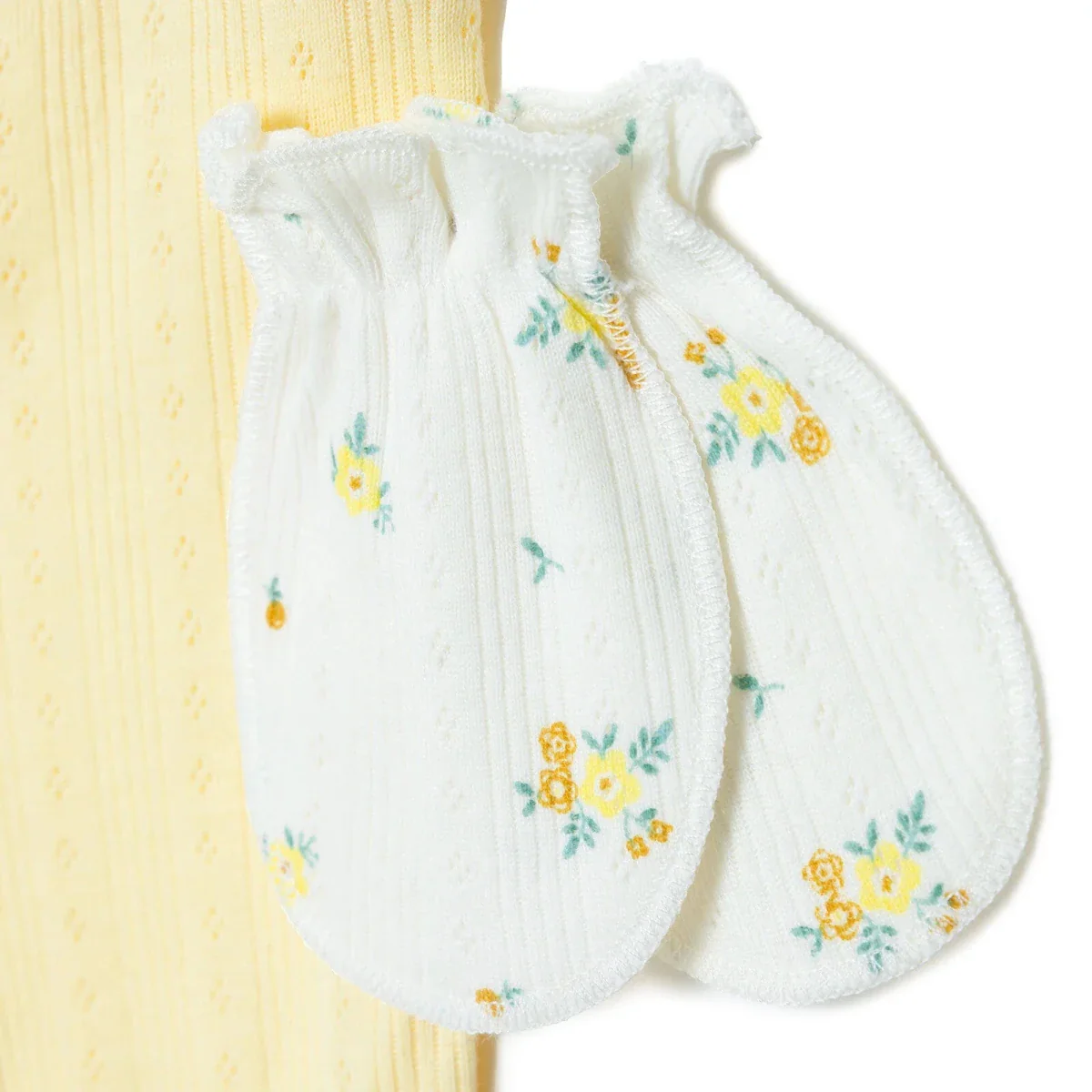 Bebetto Girls 100% Cotton 5-Piece Hospital Pack Envelope Neck - Yellow - Image 6