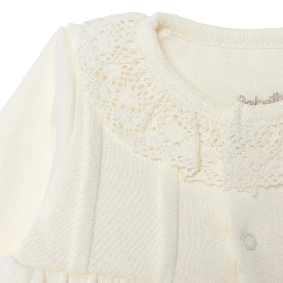 Bebetto Girls 5-Piece Newborn Hospital Set Snap Fastening Ceremony Frill Neck Full Length Long Sleev - Ecru - Image 7