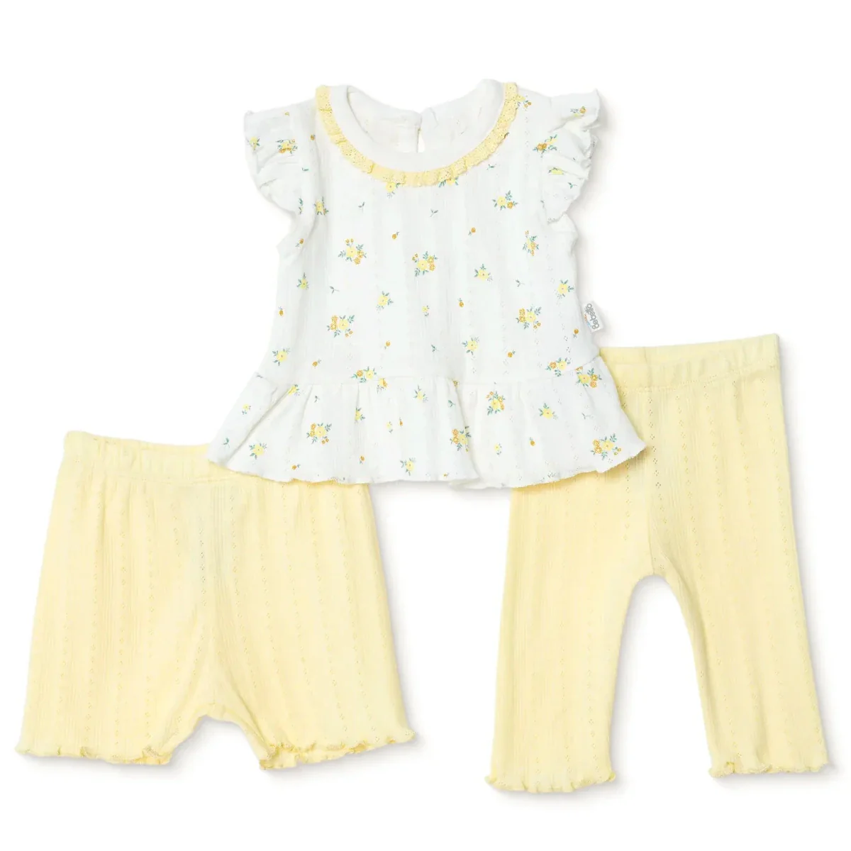 Bebetto Girls Blouse & Leggings Set Floral Print - Yellow