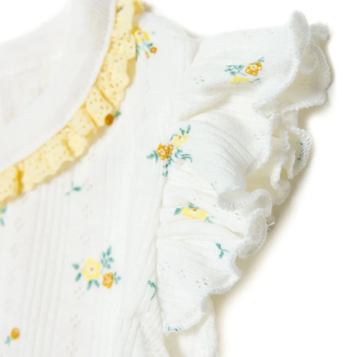Bebetto Girls Blouse & Leggings Set Floral Print - Yellow - Image 6