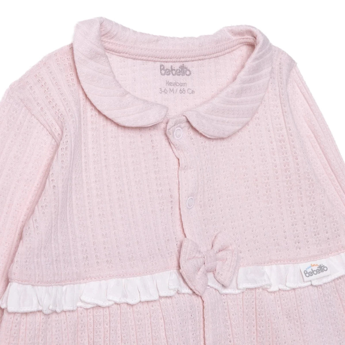 Bebetto Girls Cardigan & Footed Trousers Set Bow Print Long - Pink - Image 3