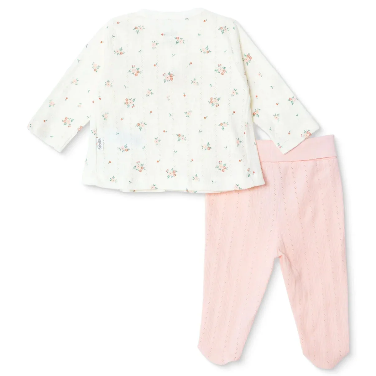 Bebetto Girls Cardigan & Footed Trousers Set Floral Print - Pink - Image 2