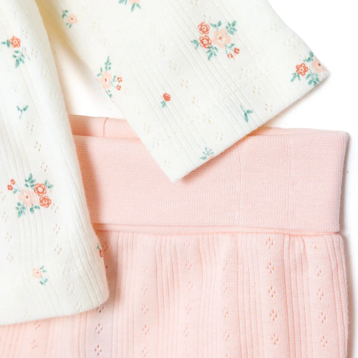 Bebetto Girls Cardigan & Footed Trousers Set Floral Print - Pink - Image 6