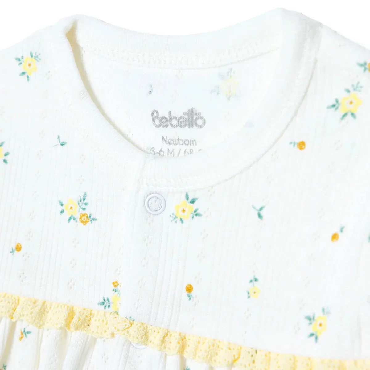 Bebetto Girls Cardigan & Footed Trousers Set Floral Print - Yellow - Image 3