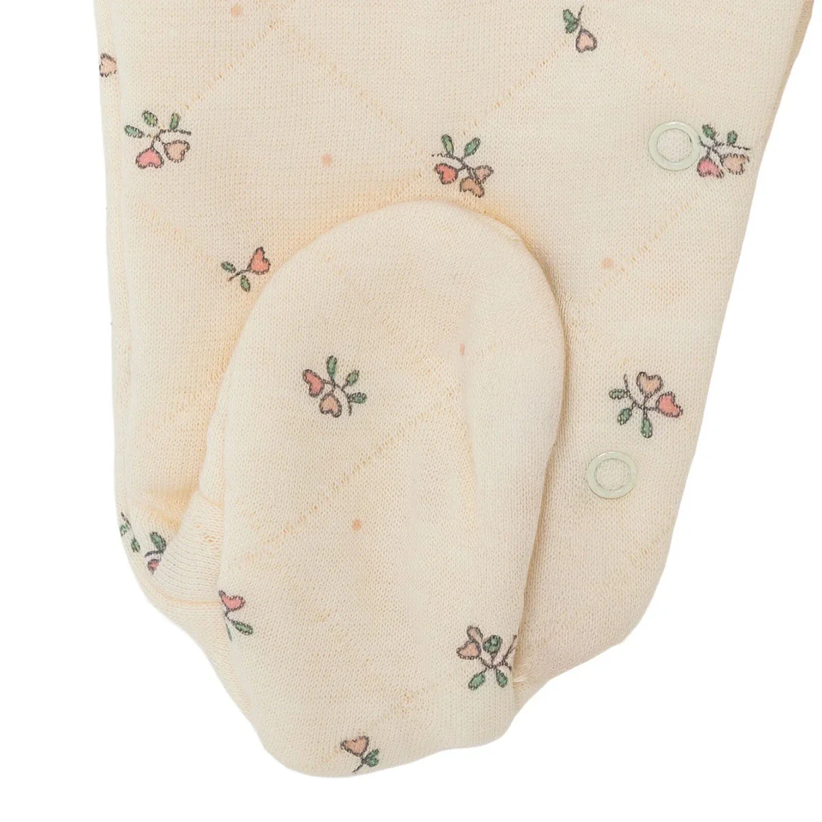 Bebetto Girls Footed Sleepsuit Floral Print Snap Fastening Petite Fleurs Frill Neck Full Length Long - Ecru - Image 5