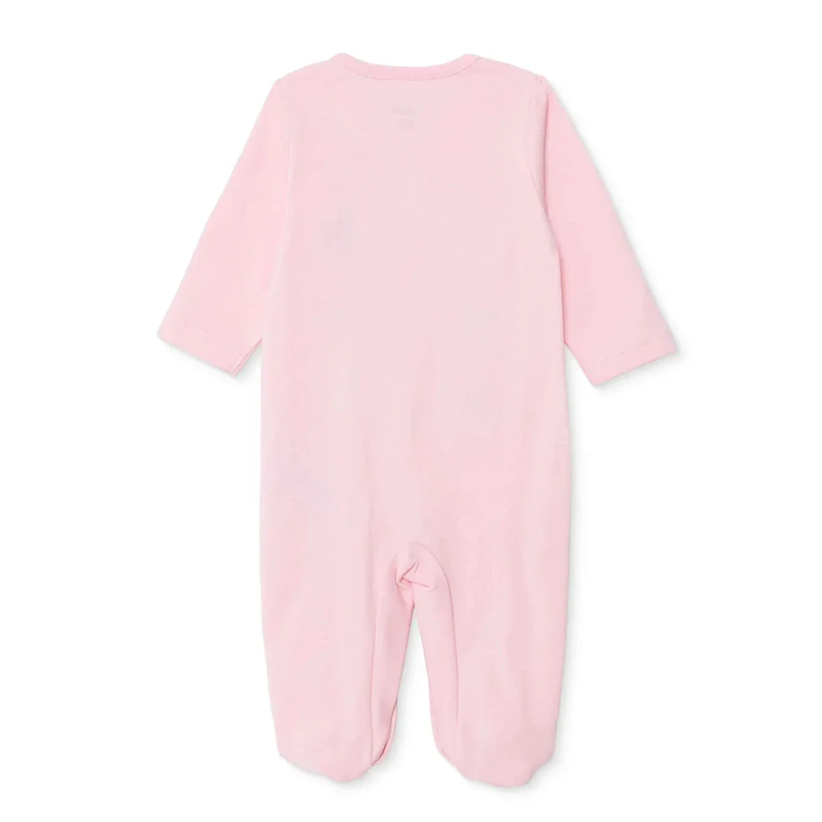 Bebetto Girls Footed Sleepsuit Snap Fastening Loves You Crew Neck Full Length Long Sleeve - Pink - Image 2