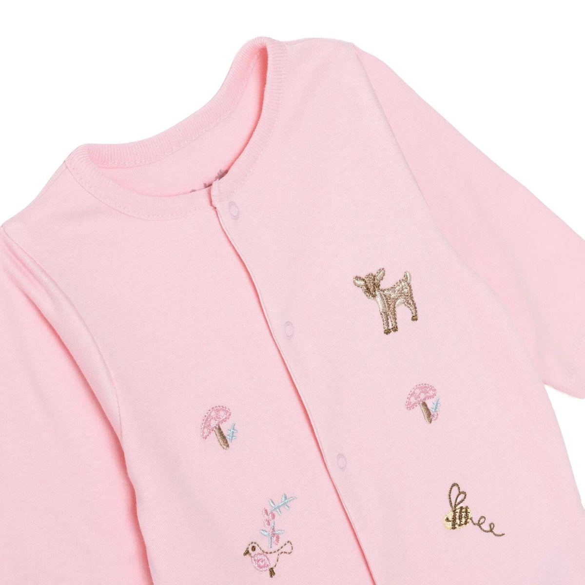 Bebetto Girls Footed Sleepsuit Snap Fastening Loves You Crew Neck Full Length Long Sleeve - Pink - Image 3