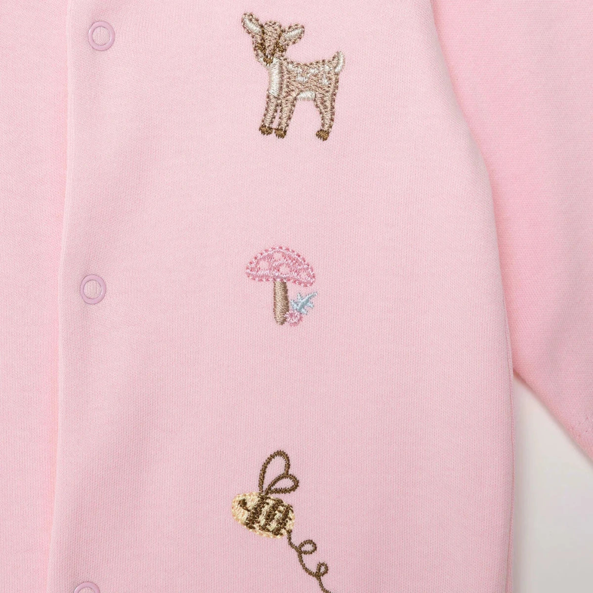 Bebetto Girls Footed Sleepsuit Snap Fastening Loves You Crew Neck Full Length Long Sleeve - Pink - Image 4