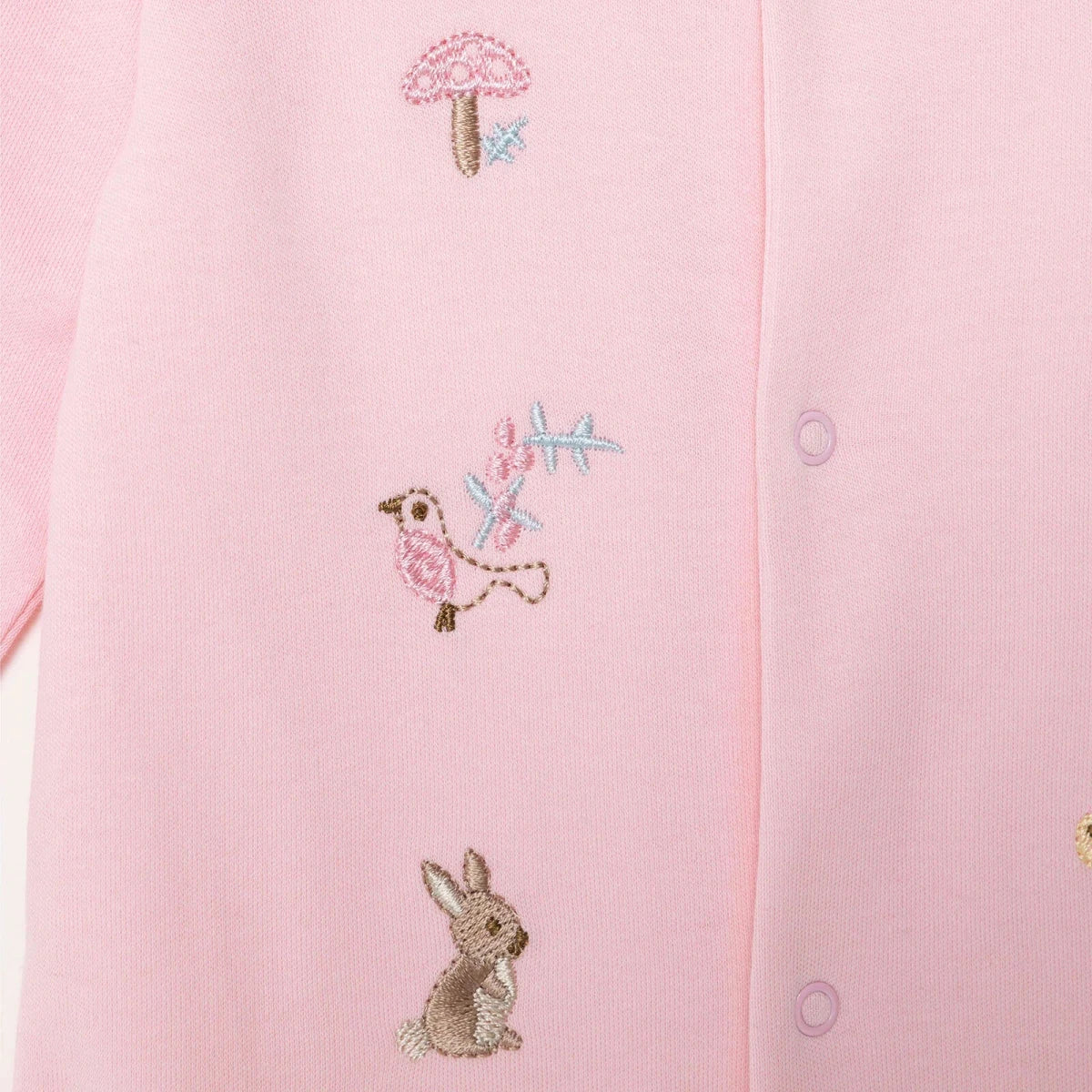 Bebetto Girls Footed Sleepsuit Snap Fastening Loves You Crew Neck Full Length Long Sleeve - Pink - Image 5