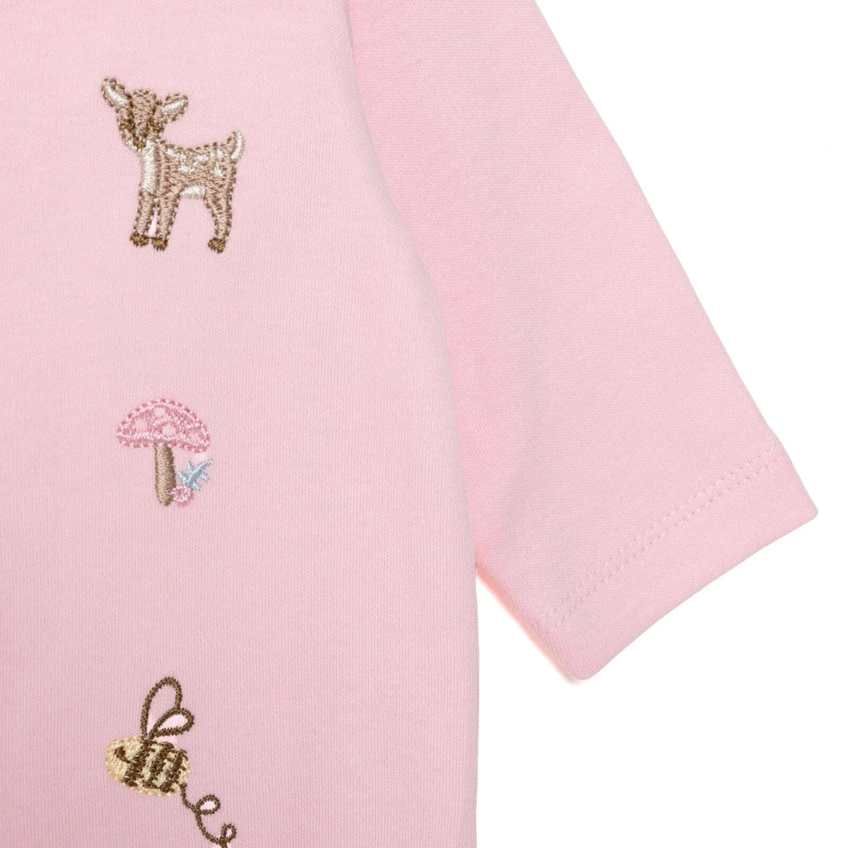 Bebetto Girls Footed Sleepsuit Snap Fastening Loves You Crew Neck Full Length Long Sleeve - Pink - Image 7