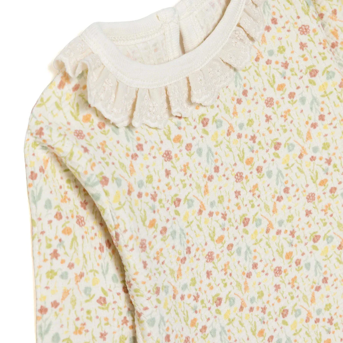 Bebetto Girls Sweatshirt & Footless Bottom Set Floral Print House Of Birds Frill Neck Full Length Lo - Salmon - Image 3
