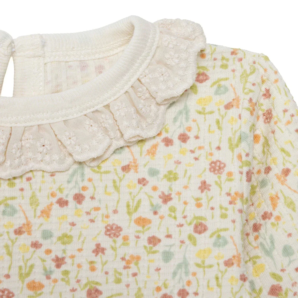 Bebetto Girls Sweatshirt & Footless Bottom Set Floral Print House Of Birds Frill Neck Full Length Lo - Salmon - Image 4