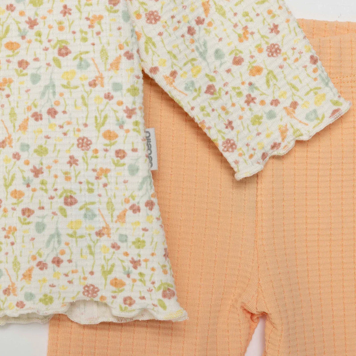 Bebetto Girls Sweatshirt & Footless Bottom Set Floral Print House Of Birds Frill Neck Full Length Lo - Salmon - Image 5