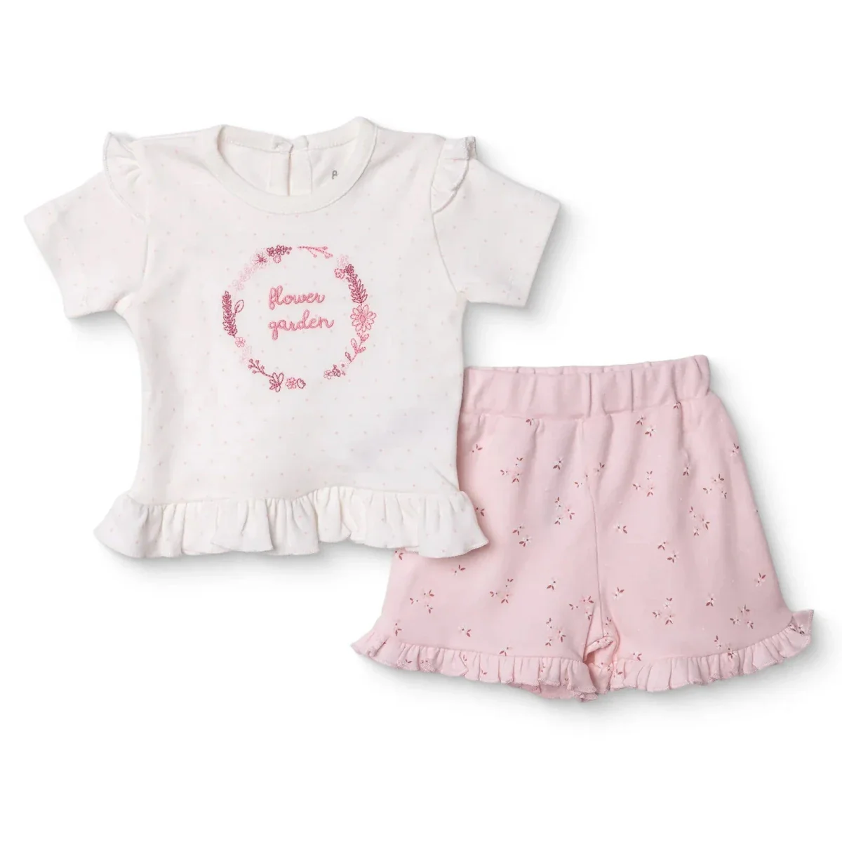 Bebetto Girls T-shirt & Shorts Set Floral Print - Pink