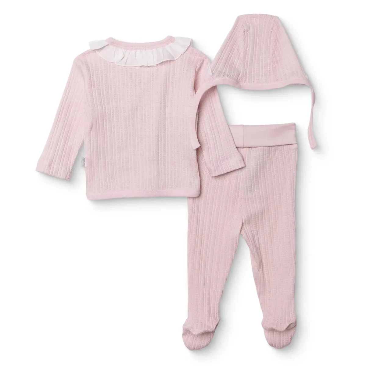 Bebetto Girls Vest Hat & Footed Bottom Set Long - Pink - Image 2