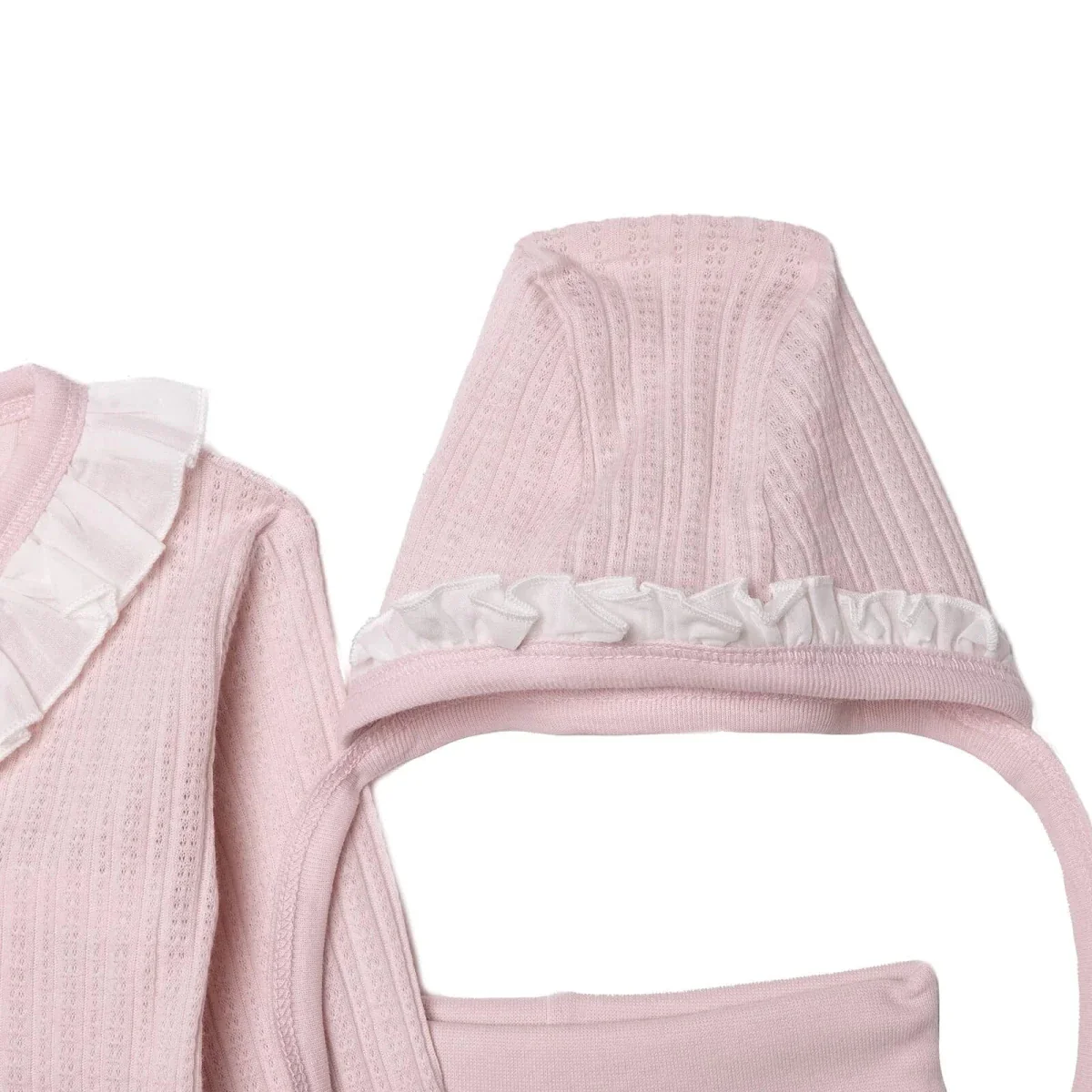 Bebetto Girls Vest Hat & Footed Bottom Set Long - Pink - Image 5