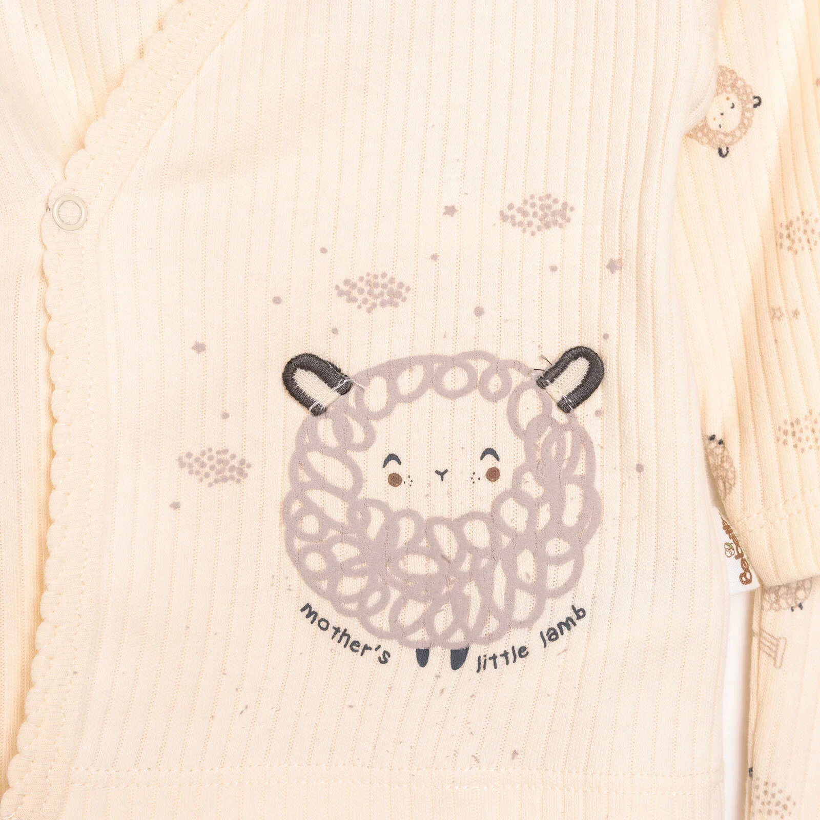 Bebetto Newborn Baby Girl Top-Footed Jumpsuit- Hat - Ecru - Image 5