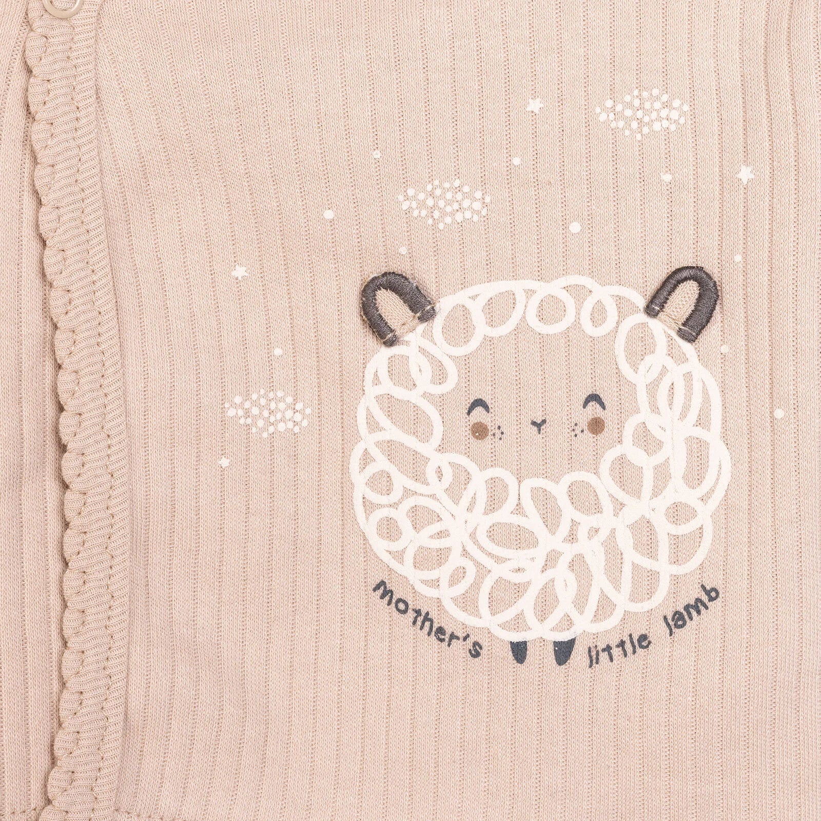 Bebetto Newborn Baby Girl Top-Footed Jumpsuit- Hat - Beige - Image 5
