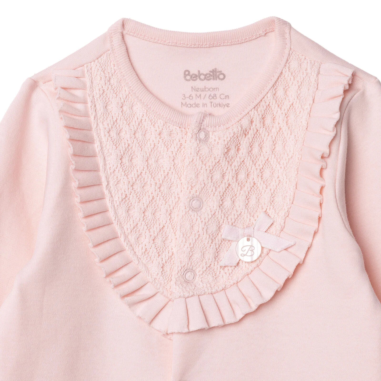 Bebetto Newborn Footed Jumpsuit - Pink - Image 3