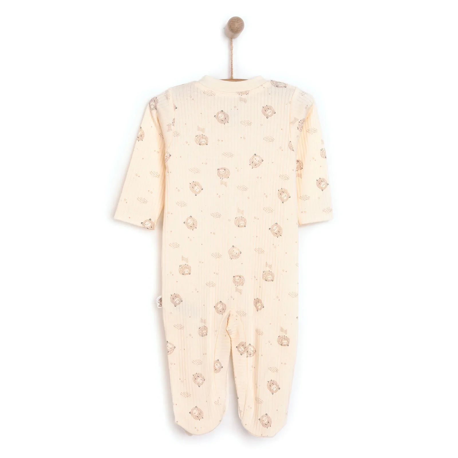 Bebetto Newborn Organic Little Lamp Footed Jumpsuit - Ecru - Image 2