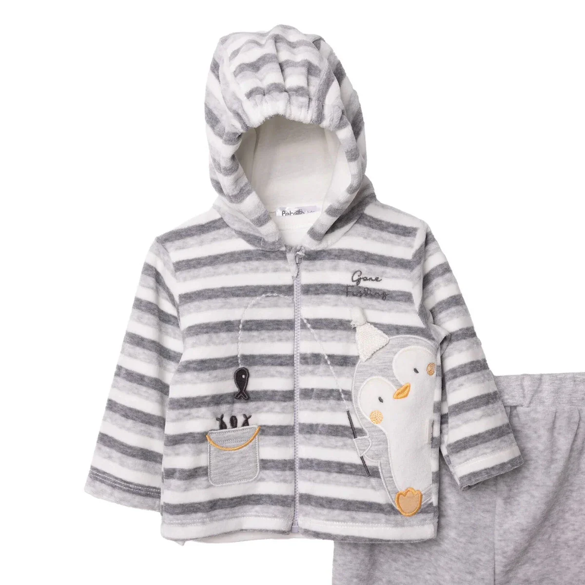 Bebetto Newborn Sweatshirt-Cardigan-Footless Bottom - Grey - Image 3