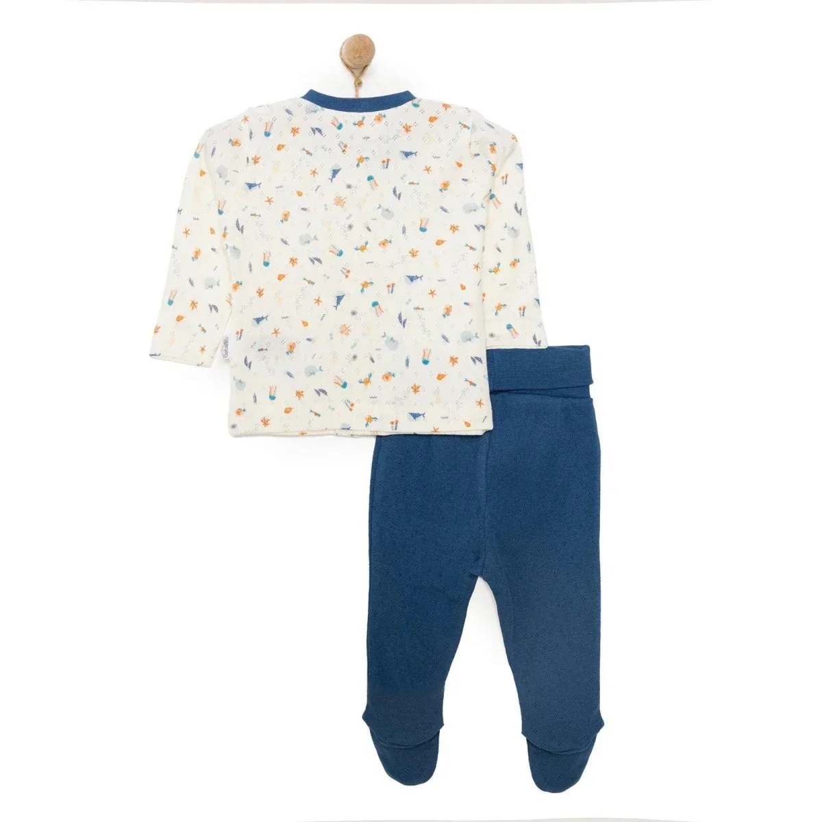 Bebetto Ship Boy Boy Cardigan - Footed Bottom - Navy Blue - Image 2