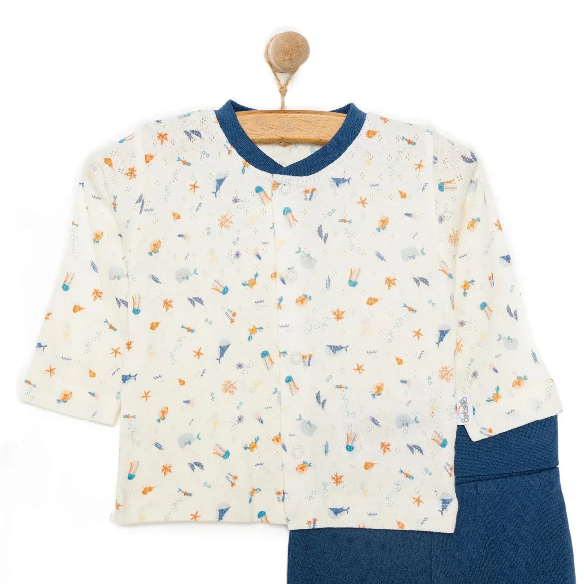 Bebetto Ship Boy Boy Cardigan - Footed Bottom - Navy Blue - Image 3