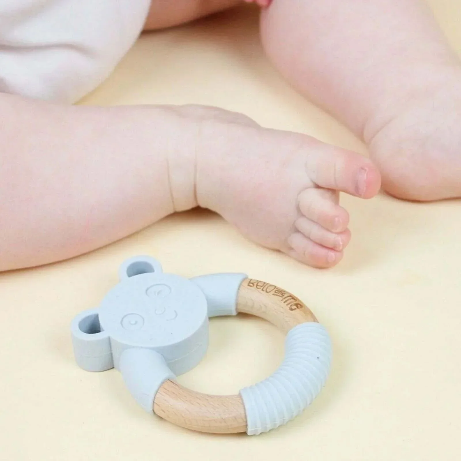 Belo&Me Monty Mouse Animal Wood Teether 3+ months - Blue - Image 2