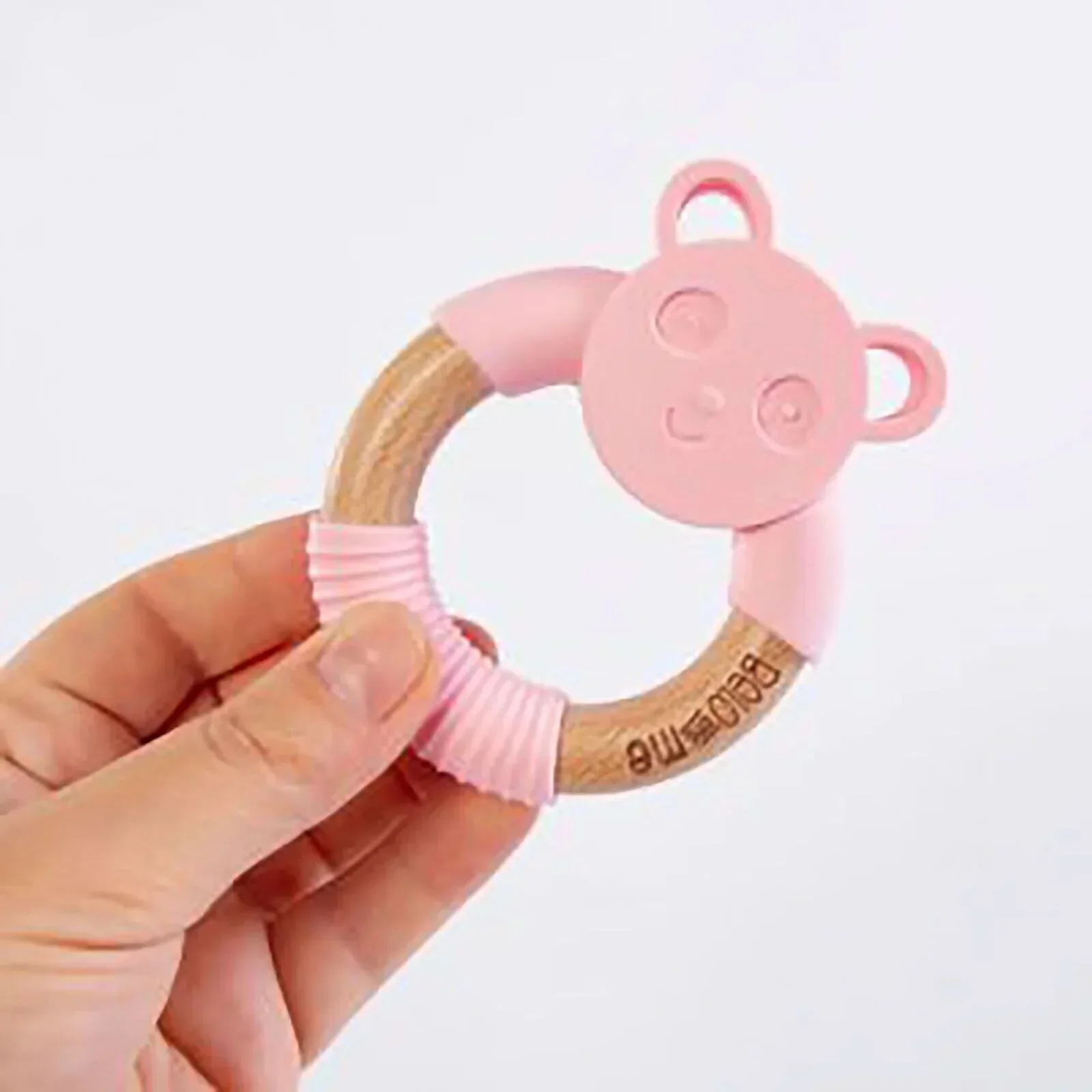 Belo&Me Penny Panda Animal Wood Teether 3+ months - Pink - Image 3