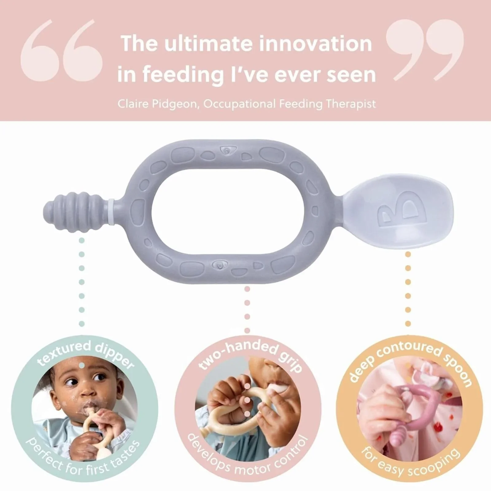 Bibado Dippit Baby Weaning Spoons 6+ months Pack of 2 - Blush - Image 10