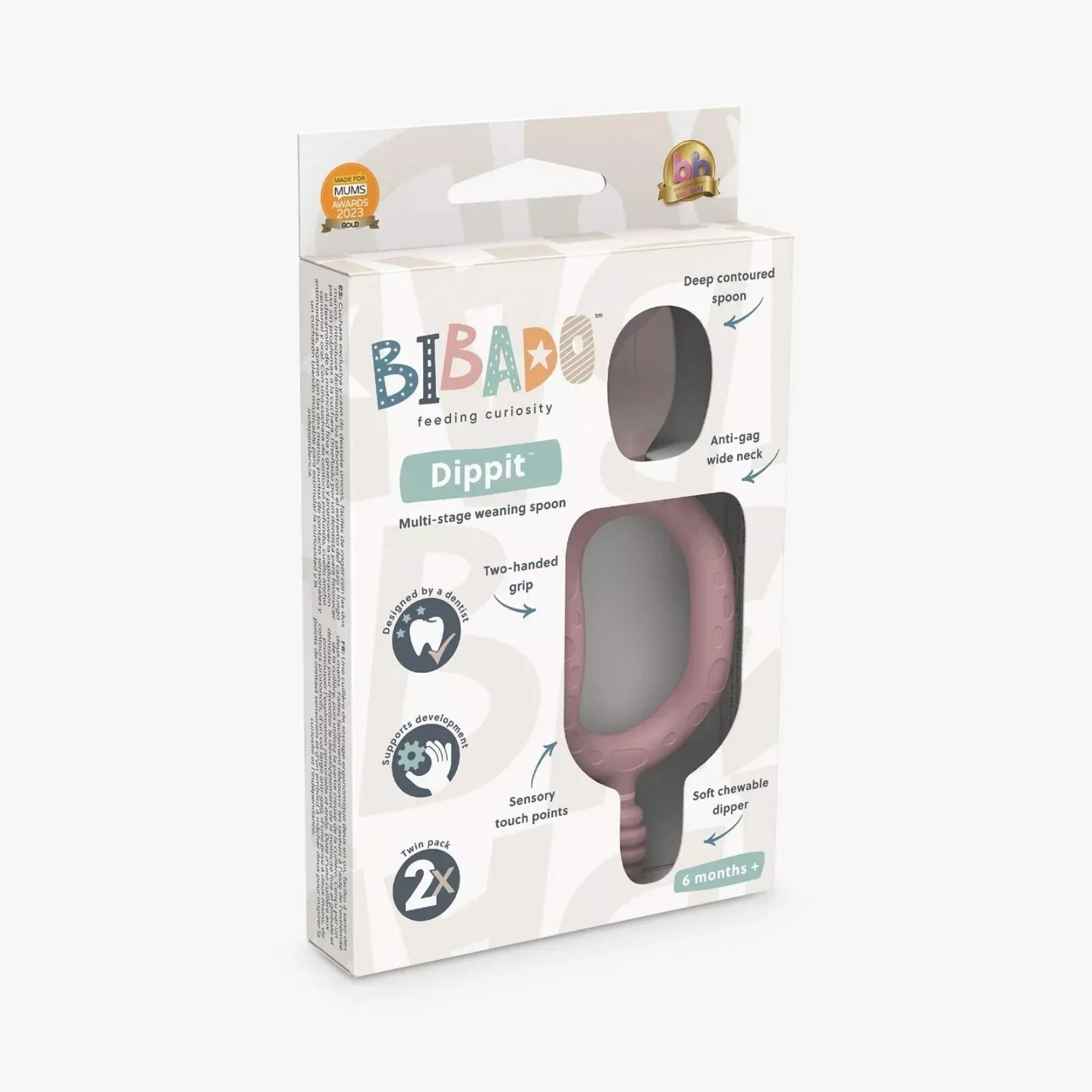 Bibado Dippit Baby Weaning Spoons 6+ months Pack of 2 - Blush - Image 2