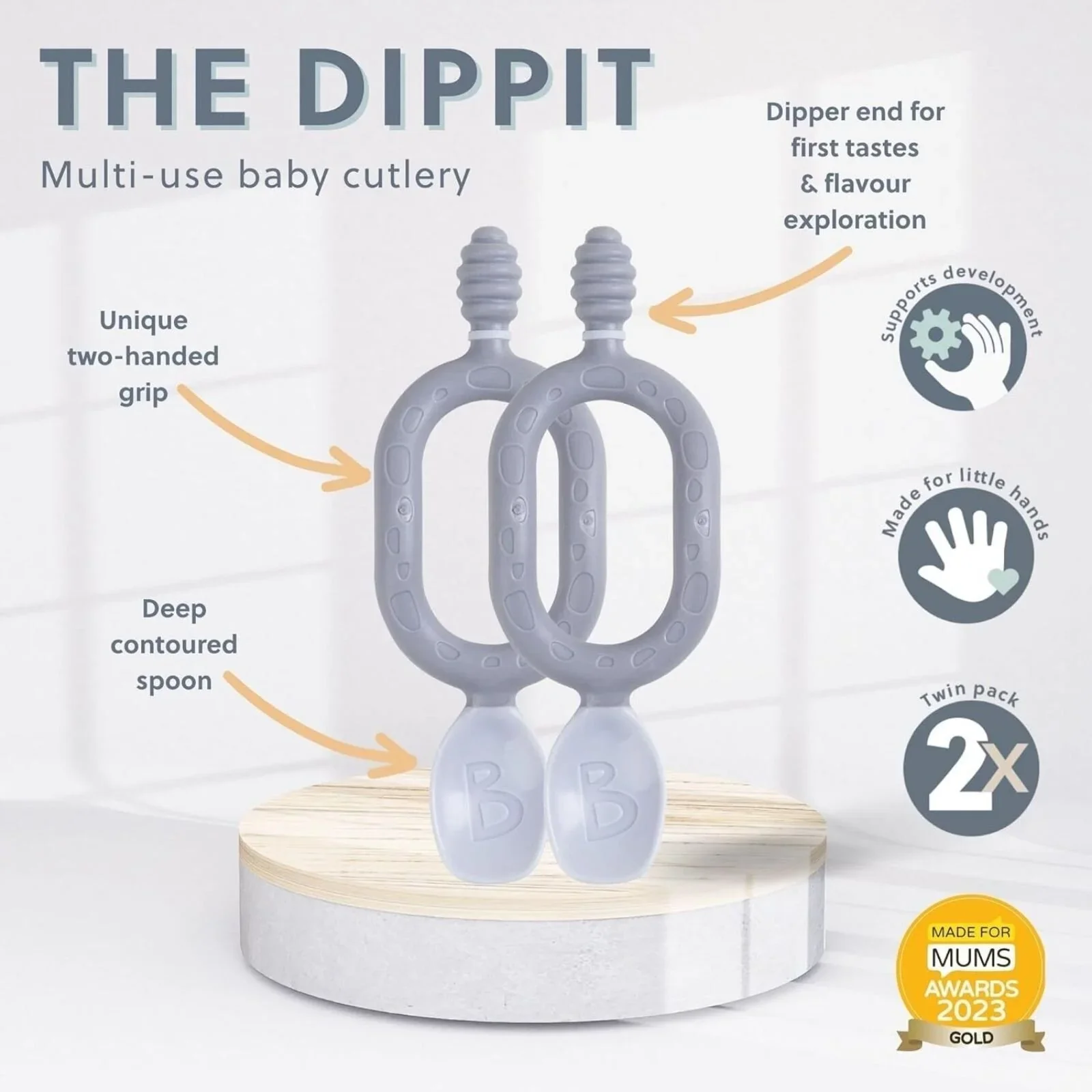 Bibado Dippit Baby Weaning Spoons 6+ months Pack of 2 - Blush - Image 5