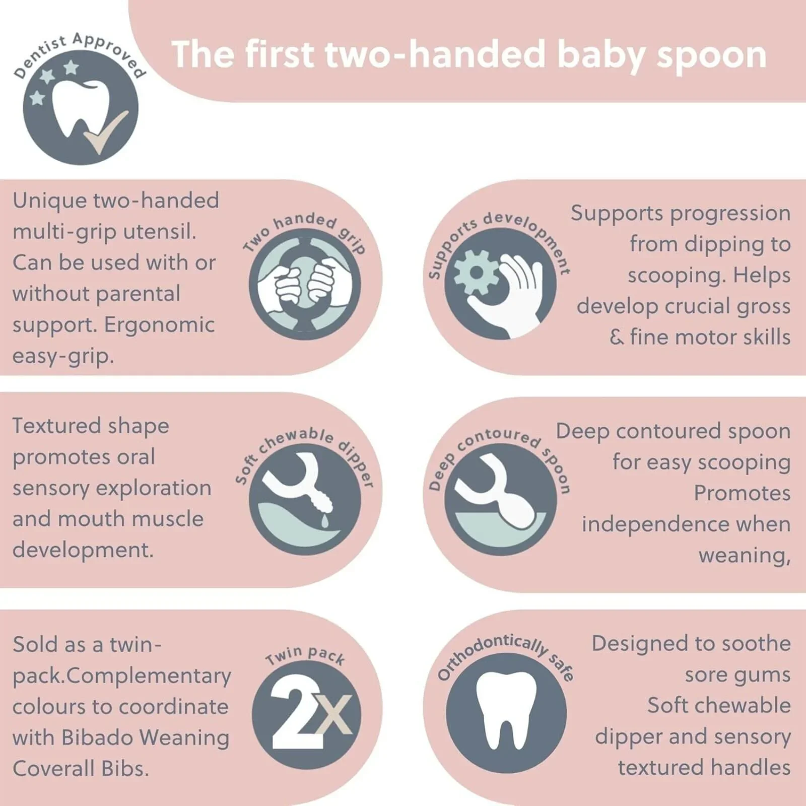 Bibado Dippit Baby Weaning Spoons 6+ months Pack of 2 - Blush - Image 6