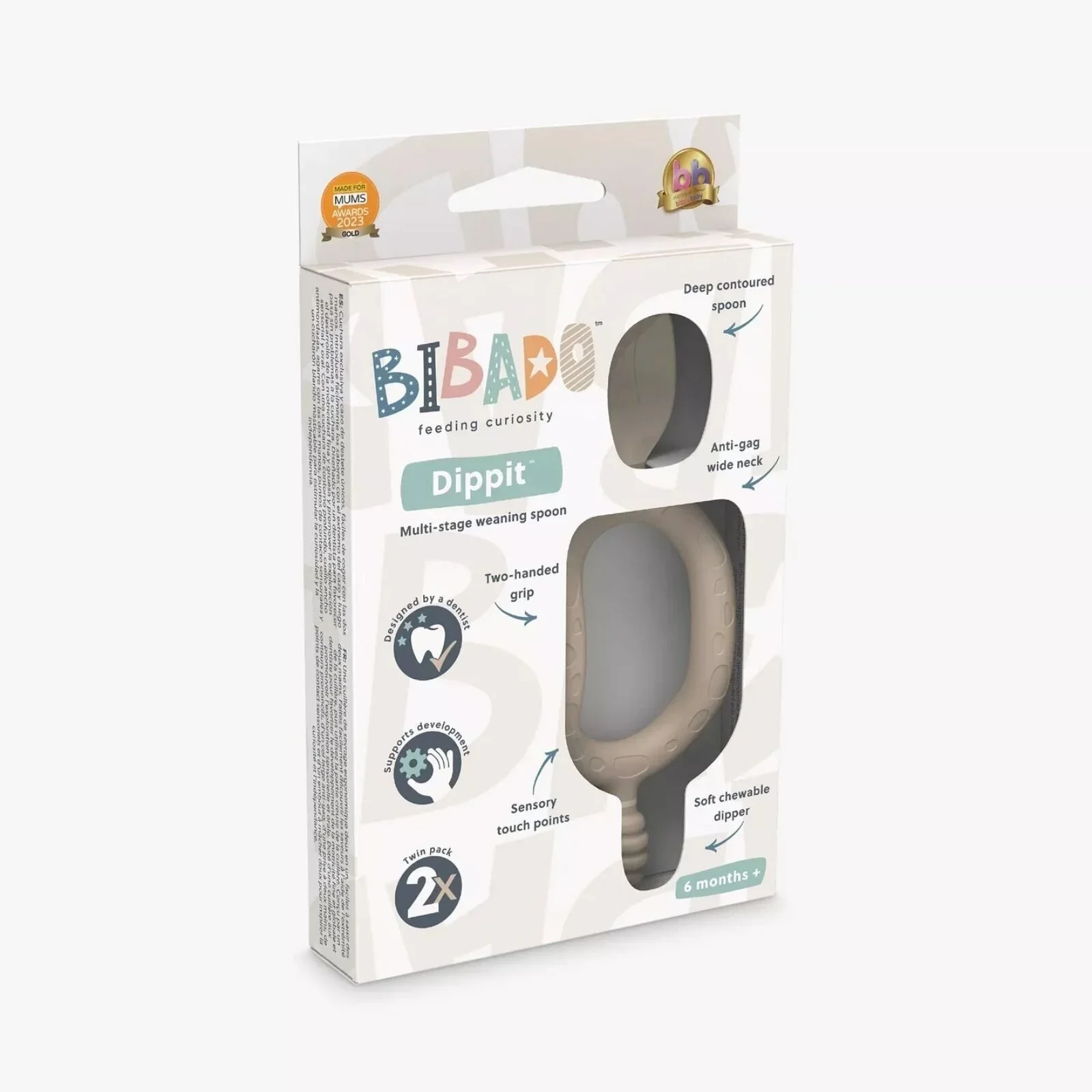 Bibado Dippit Baby Weaning Spoons 6+ months Pack of 2 - Fawn - Image 5