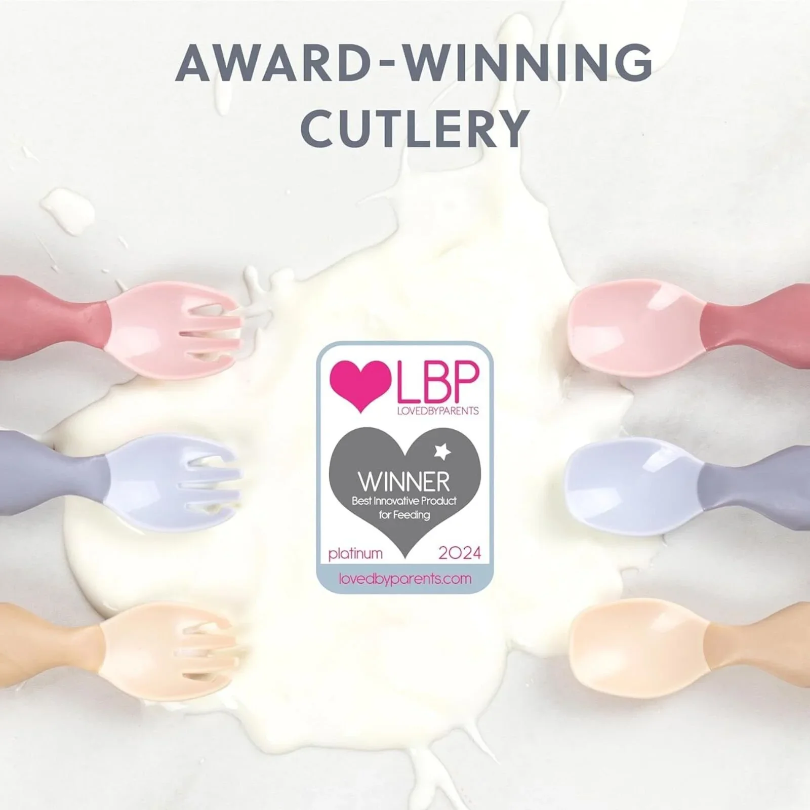Bibado Handi Cutlery Attachable Weaning Cutlery Set 6+ months Pack of 2 - Blush - Image 6