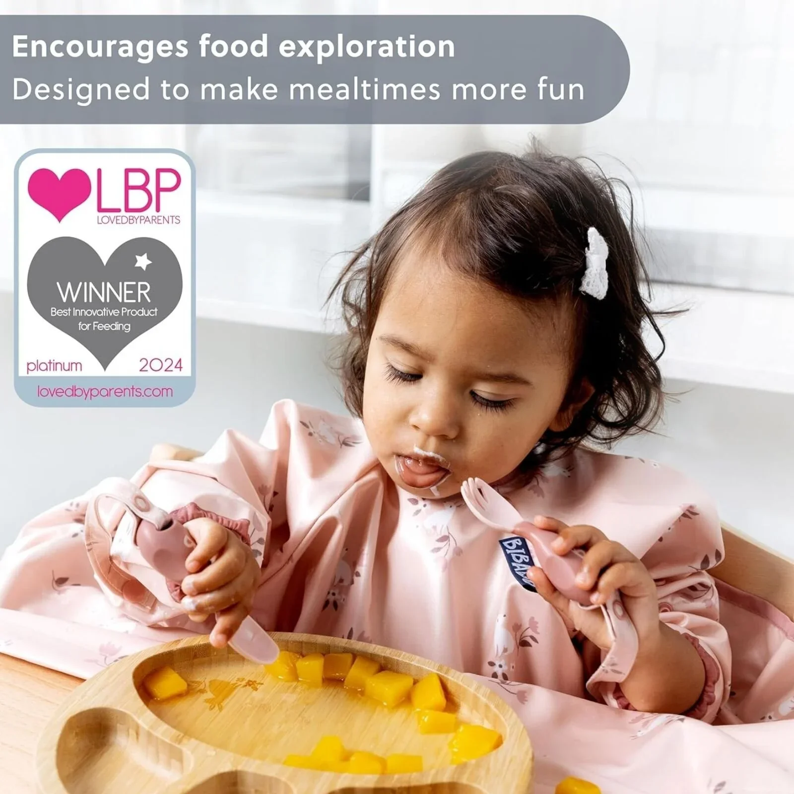 Bibado Handi Cutlery Attachable Weaning Cutlery Set 6+ months Pack of 2 - Fawn - Image 5