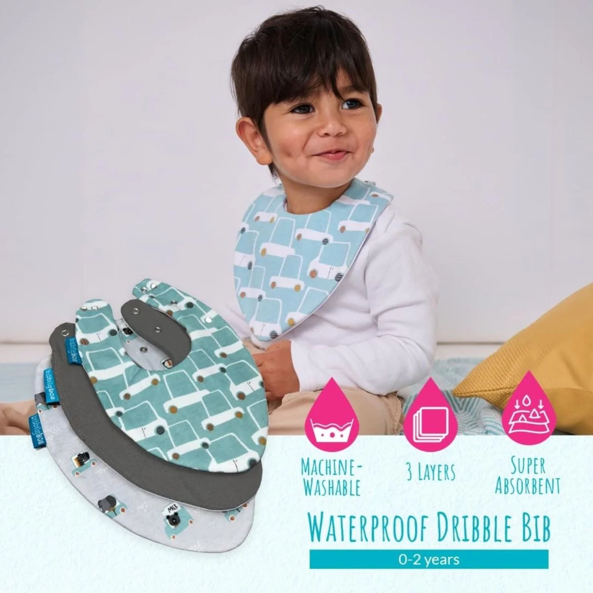 Bibbilyboo Waterproof Dribble Bib - Clouds - Image 4