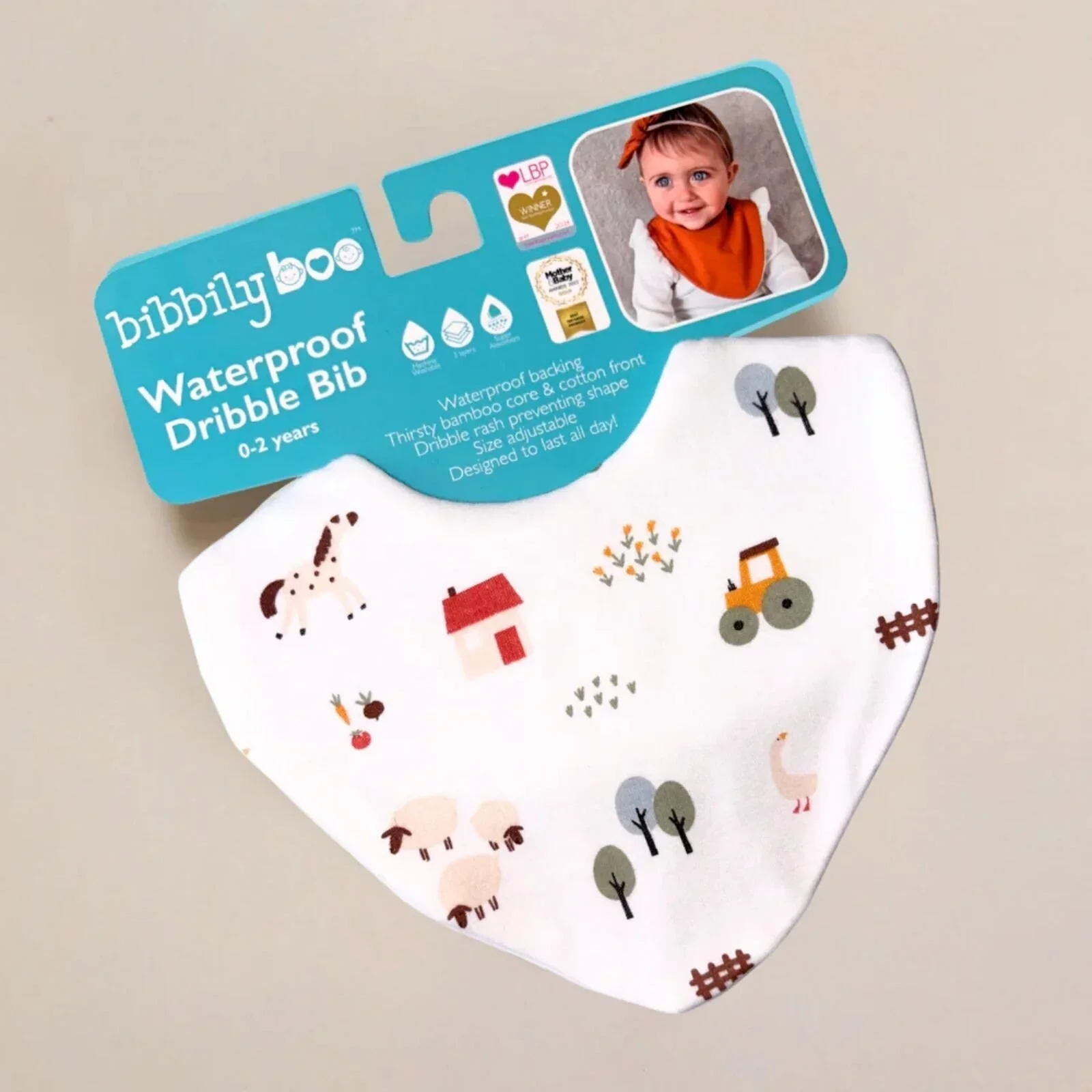 Bibbilyboo Waterproof Dribble Bib - Farm - Image 2