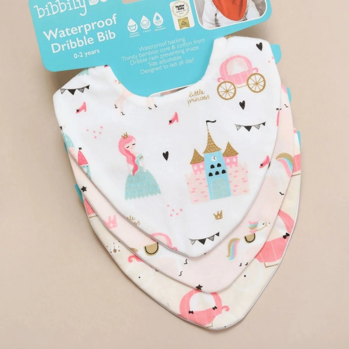 Bibbilyboo Waterproof Dribble Bib Pack of 3 - Princess - Image 2