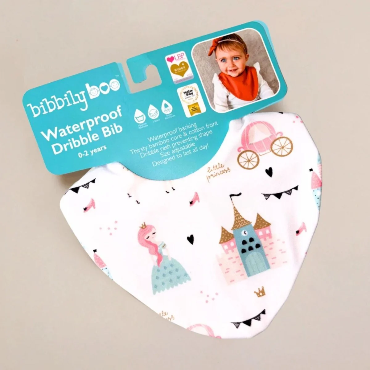 Bibbilyboo Waterproof Dribble Bib Pack of 3 - Princess - Image 3