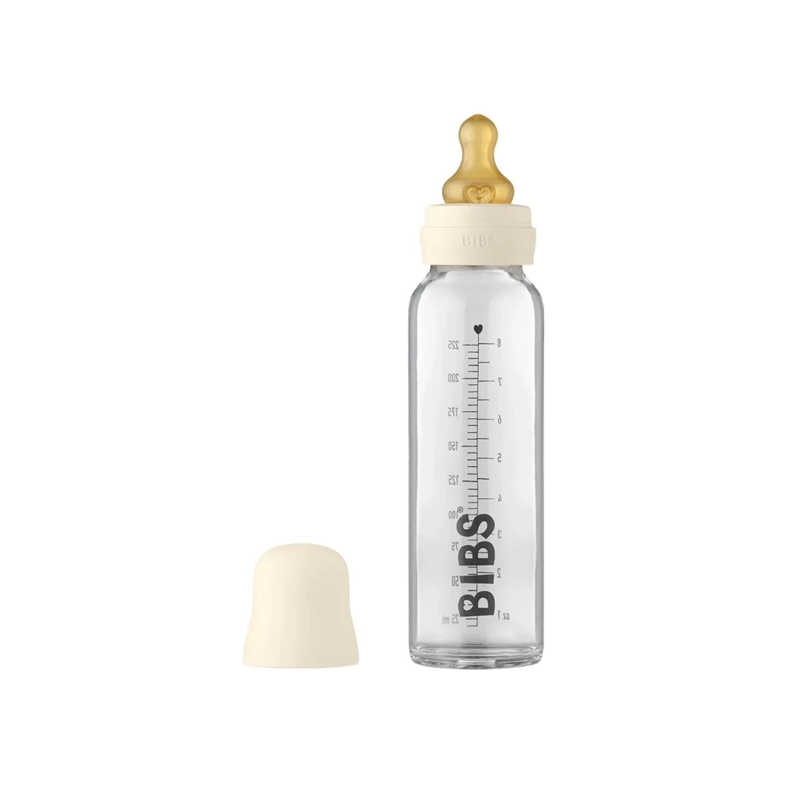 BIBS Baby Glass Bottle Complete Set Latex 225ml - Ivory - Image 2