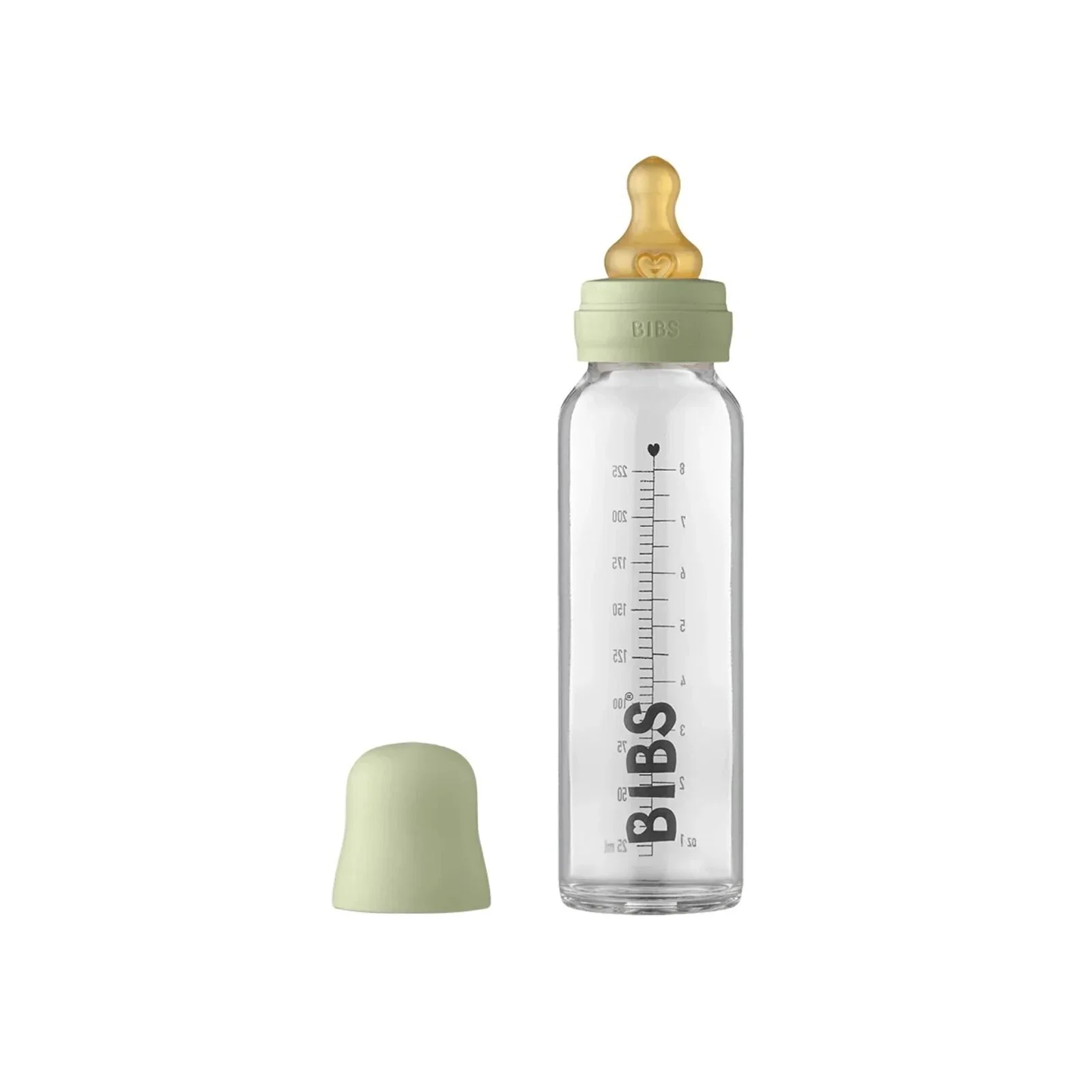 BIBS Baby Glass Bottle Complete Set Latex 225ml - Sage - Image 2