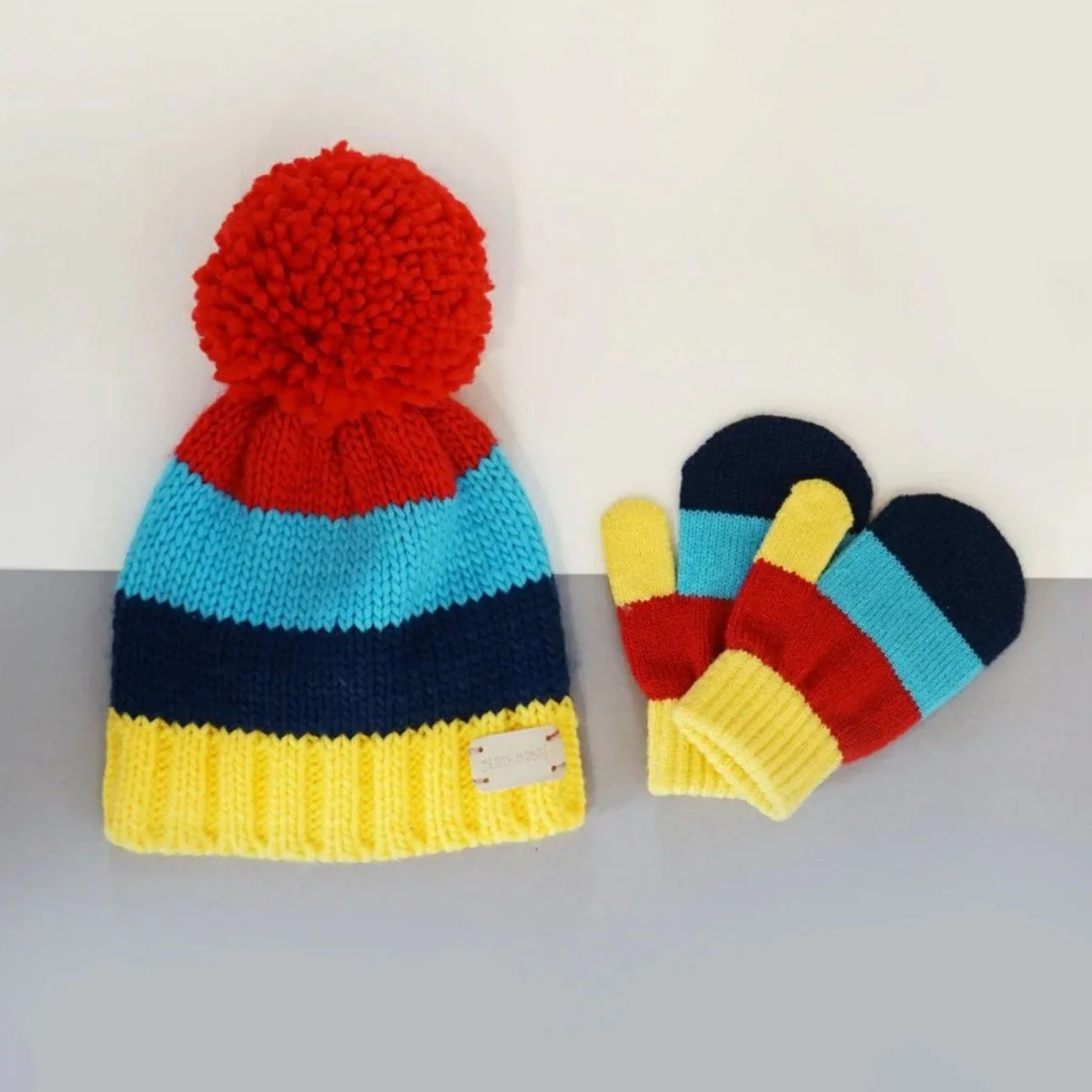 Blade & Rose Bright Striped Mittens 2-6 Years Blue/Red/Yellow - Image 2