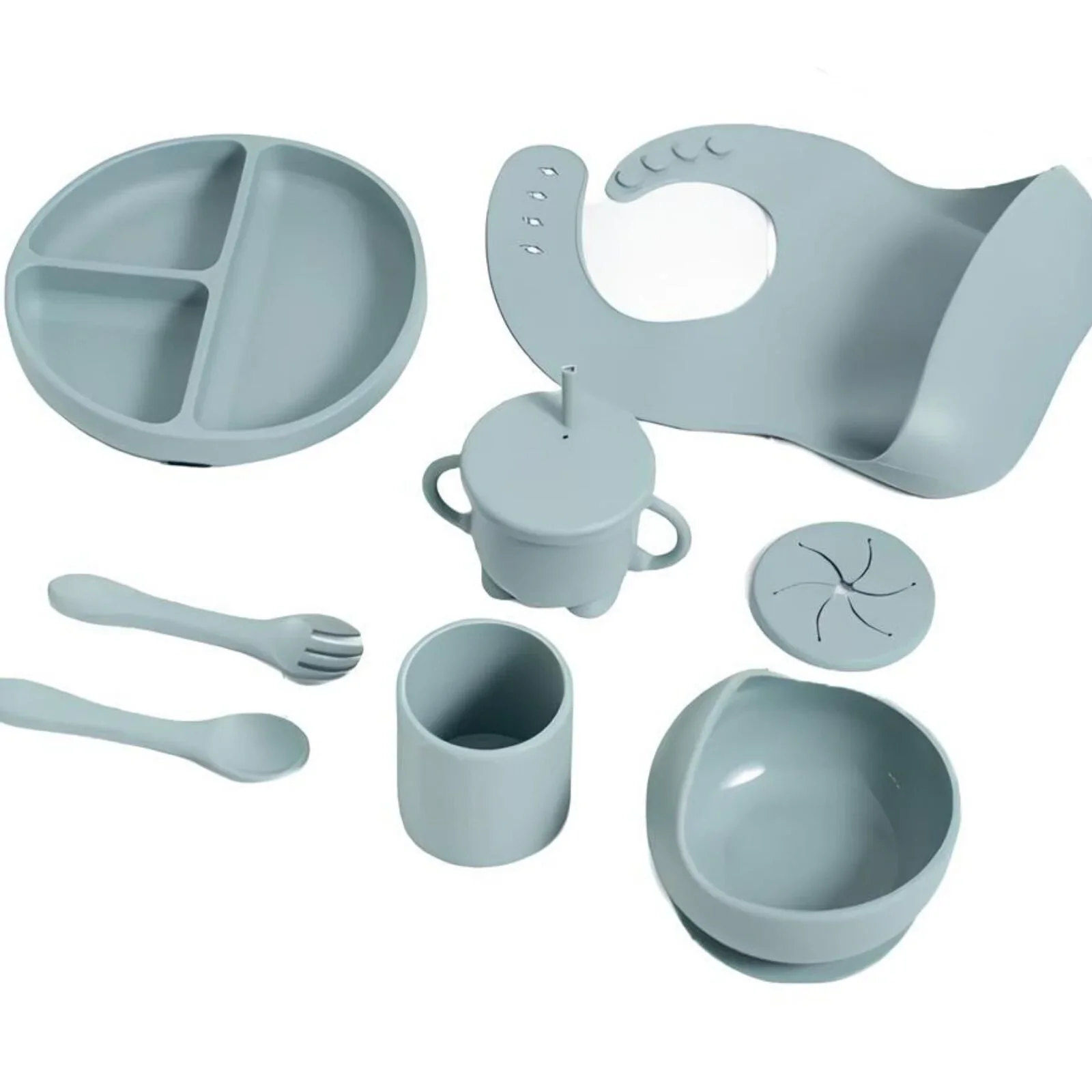 BLW Essentials Silicone Feeding Set - Dusky Blue - Image 4