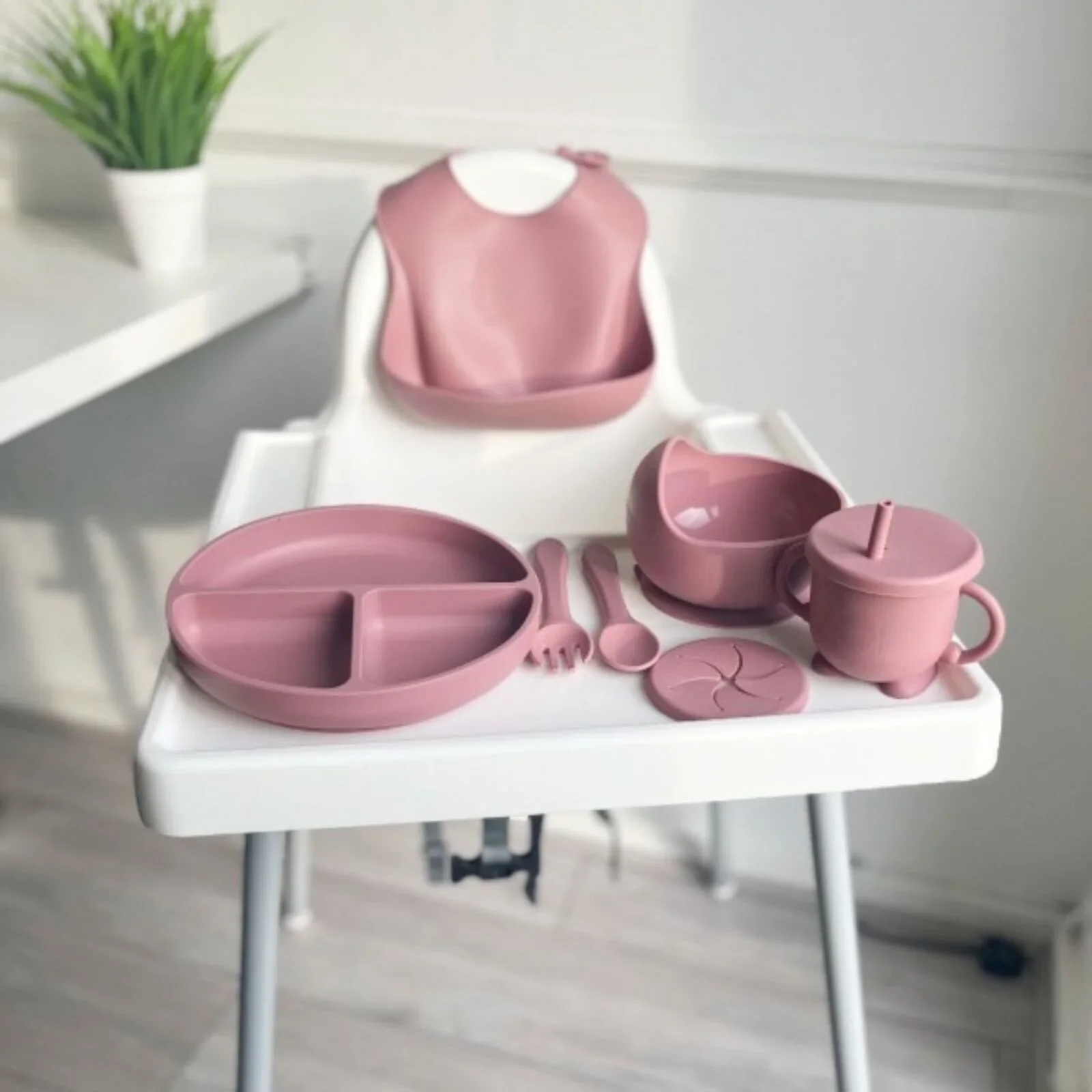 BLW Essentials Silicone Feeding Set - Dusty Rose - Image 2