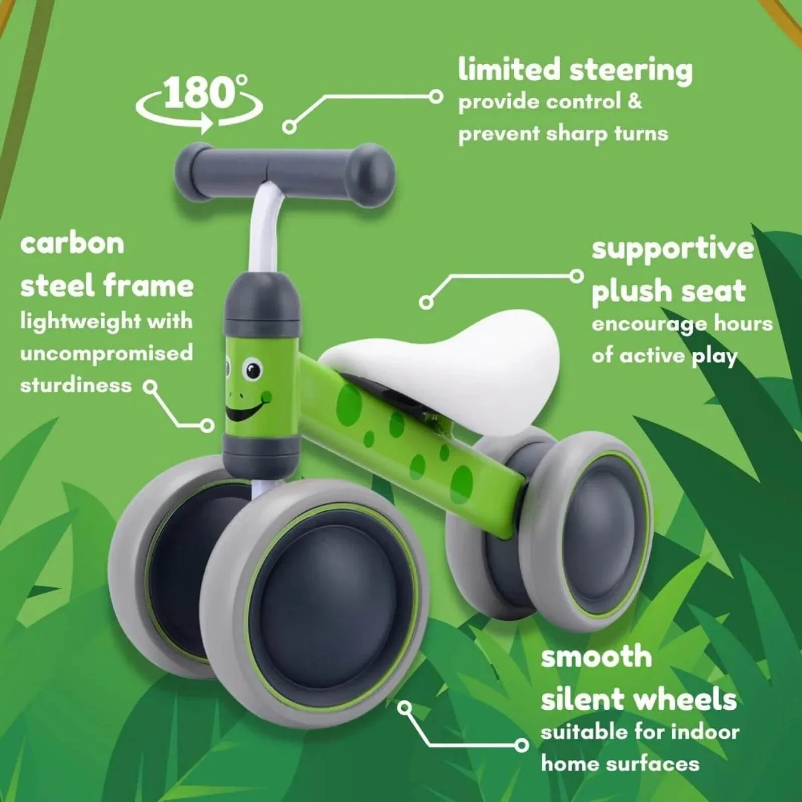 BOLDCUBE Baby Balance Bike - Green - Image 4