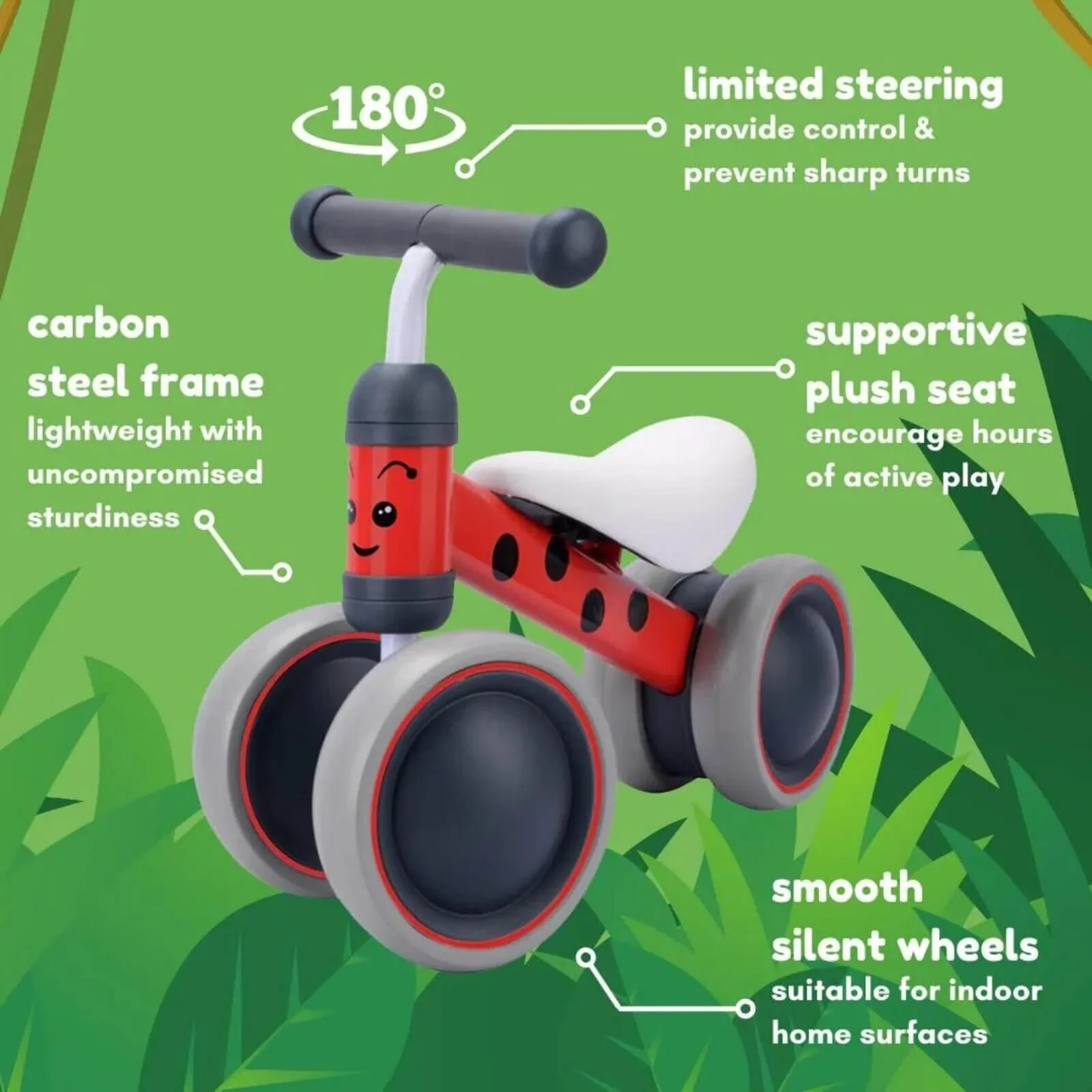 BOLDCUBE Baby Balance Bike - Red - Image 5